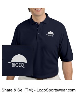 Official BIGEQ Men's Navy Short Sleeve Polo Shirt Design Zoom